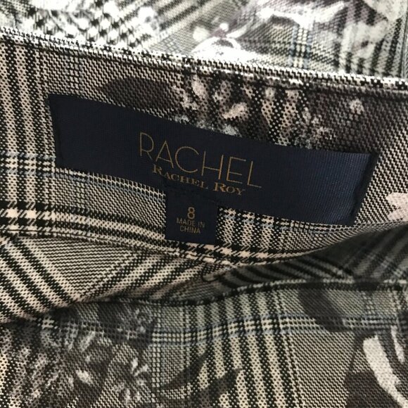 RACHEL ROY Gray Plaid Floral Asymmetrical Skirt NWOT 8 - Picture 7 of 7